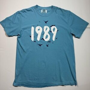 Taylor Swift 1989 Seagulls Shirt Mens Large Blue Comfort Colors Graphic Tee New